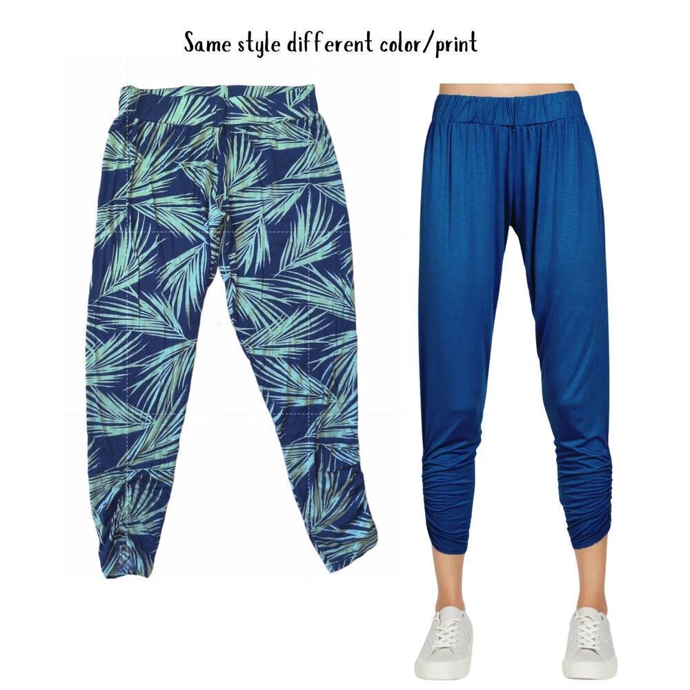 Michael Lauren‎ Revolve Jogger XS Tropical Palm Printed Pants Blue Loungewear
